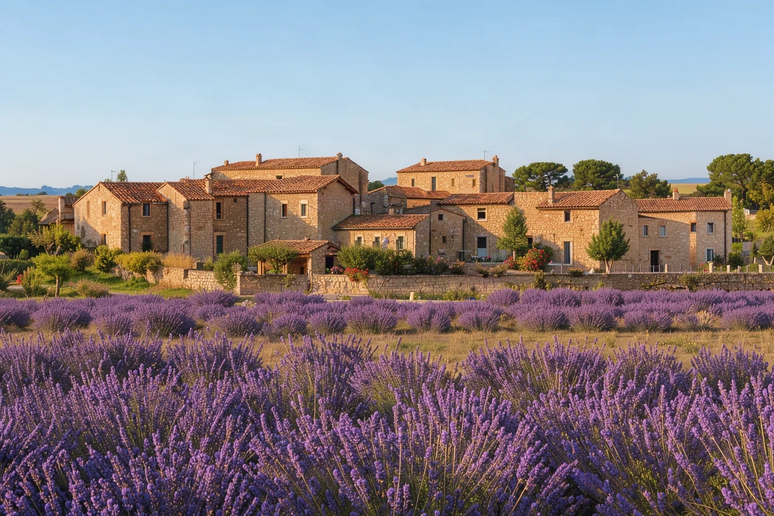 Village de Provence entouré de champs de lavande